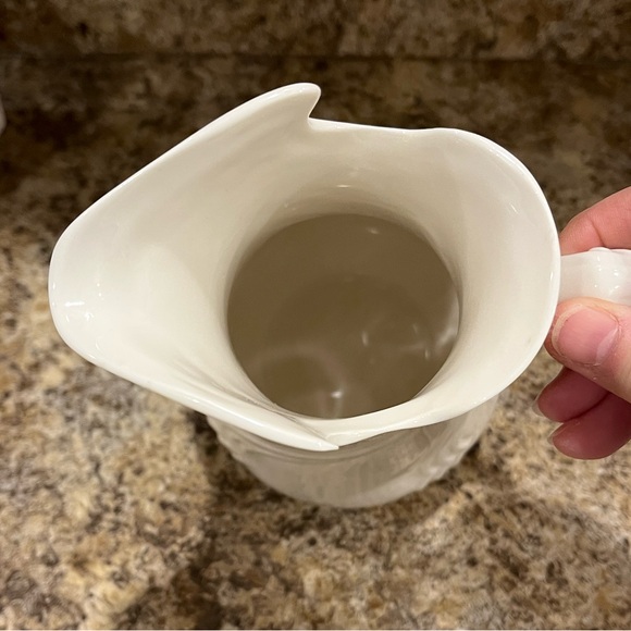 Vintage I. Godinger & Co. Embossed Ivory Porcelain Pitcher - Picture 11 of 14